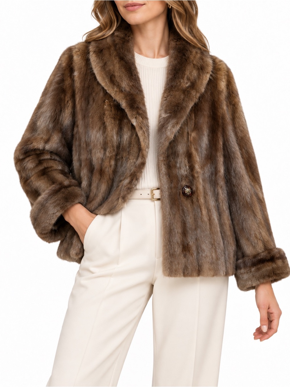 Vintage Brown Mink Fur Jacket - Women's Short Coat